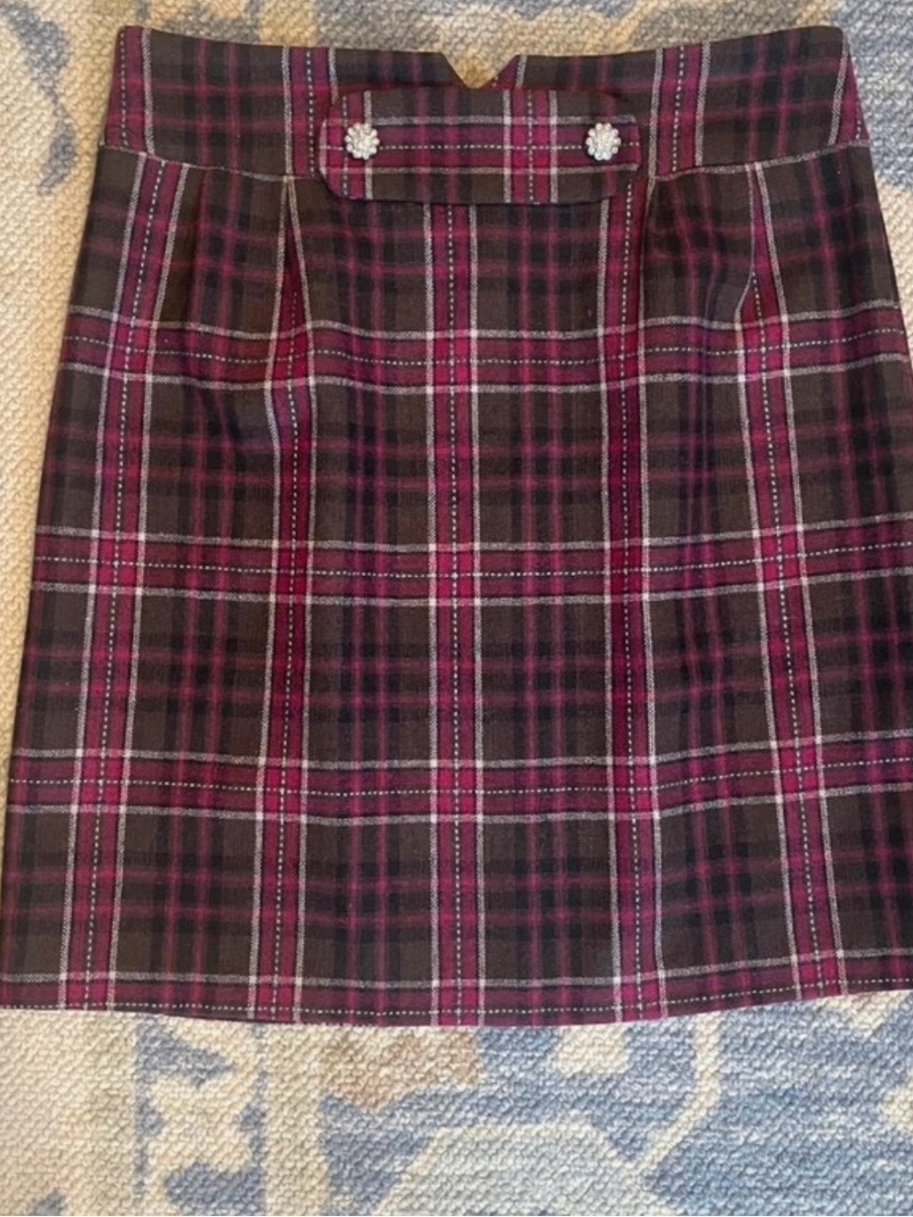 Plaid Skirt in Plum and Black